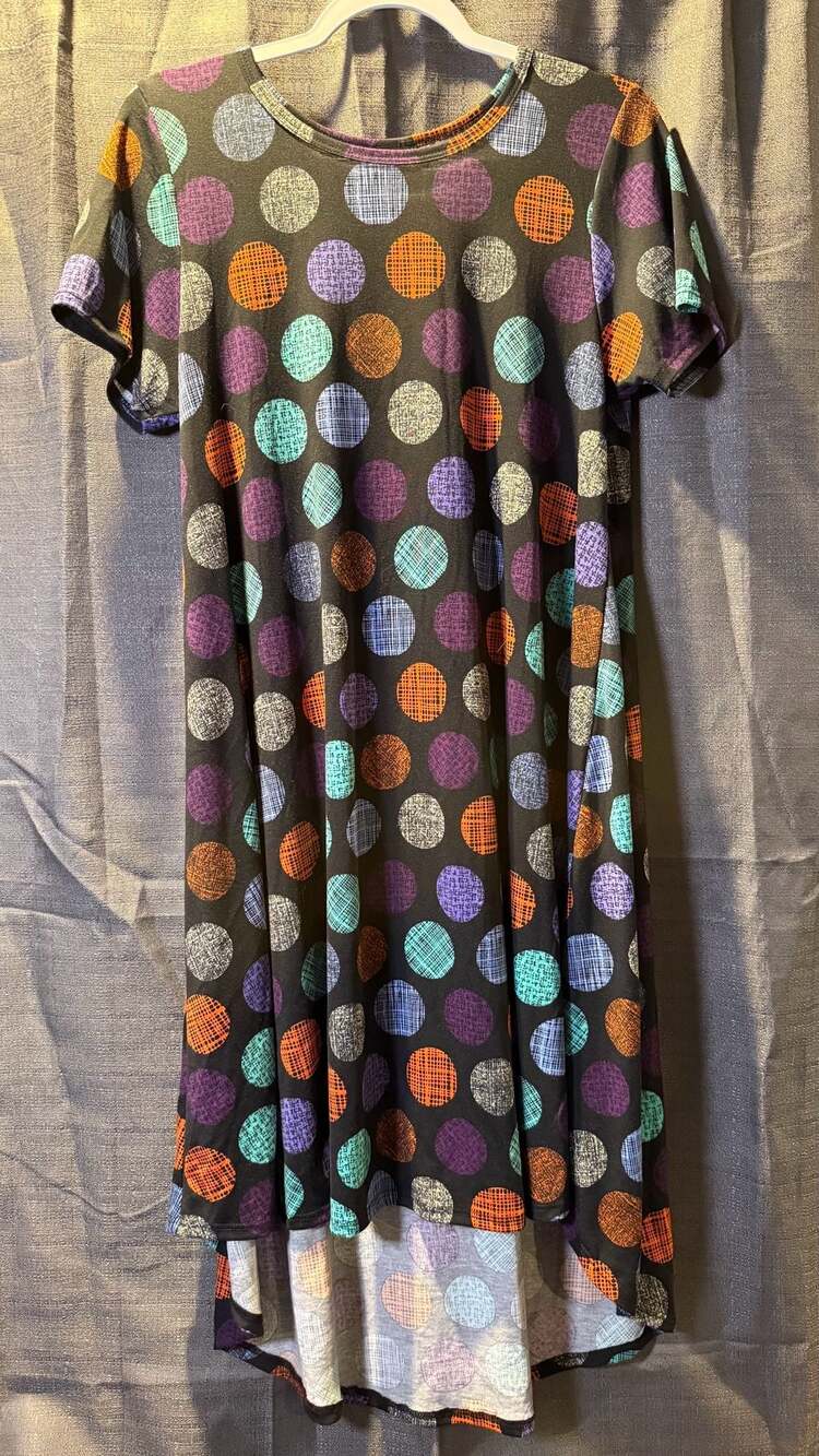 LuLaRoe Black Multicolored Polka Dot Short Sleeve Hi-Low Dress Size S